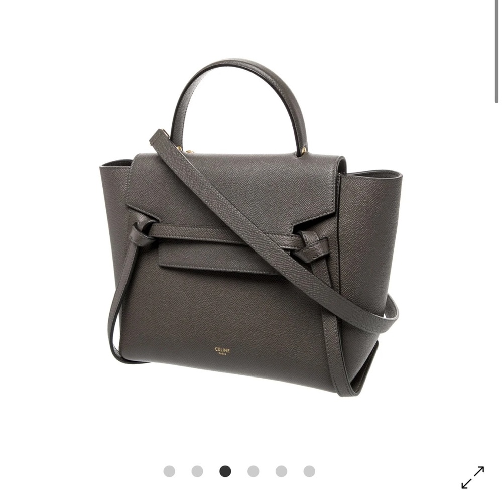 Celine Dark Gray Satchel with Gold Accents